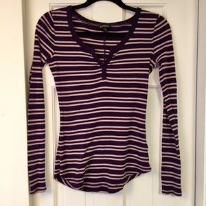 Express Striped Long Sleeve Top - Size Small